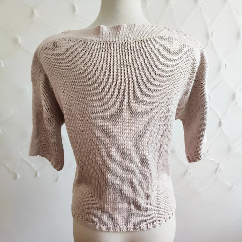 • GAP Knit Pullover Top  • Light Mauve • Gold Zippers • Size Small - Picture 3 of 4